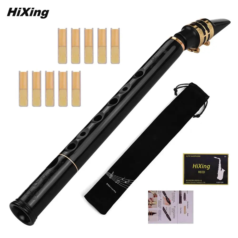 HiXing C Key Mini Pocket Saxophone Sax ABS Material Mini Sax & Mouthpieces 10pcs Reeds Carrying Bag Woodwind Instrument Muslady