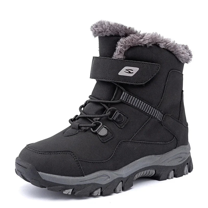 High Quality Boys girl Winter Snow Boots Platform Warm Cotton Shoes Leather Autumn Waterproof Kids Footwear Child Sneaker 5 12+y