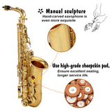 High Quality Eb Alto Saxophone Brass Lacquered Gold E Flat Sax Musical Woodwind Instrument With Case Mouthpiece Accessories