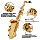 High Quality Eb Alto Saxophone Brass Lacquered Gold E Flat Sax Musical Woodwind Instrument With Case Mouthpiece Accessories