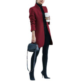 High Quality Fashion Women Winter Solid Long Sleeve Jacket Stand-up Collar Faux Wool Coat Wool Blends Coats Autumn Winter New