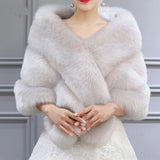 High Quality Faux Fur Wedding Shawl Soft Thick Bridal Wrap Ivory Gray Black Red Pink Bride Cape Women Accessory Formal Party