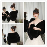 High Quality Faux Fur Wedding Shawl Soft Thick Bridal Wrap Ivory Gray Black Red Pink Bride Cape Women Accessory Formal Party