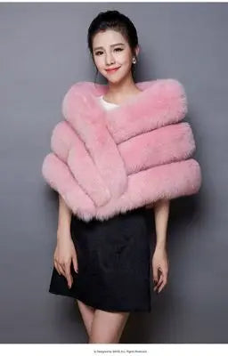 High Quality Faux Fur Wedding Shawl Soft Thick Bridal Wrap Ivory Gray Black Red Pink Bride Cape Women Accessory Formal Party