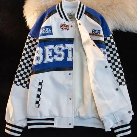 High Quality Racing Suit Varsity Jacket Men Aviator Racer Bomber Design Ins Heavy Embroidery Vintage Motorcycle New Coat Jacket