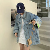 High Street Fashion Oversized Denim Jacket Women Korean Loose Long Sleeve Button Down Jean Jackets Female 2022 New