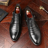 High Top Men Shoes Autumn Men's Casual Leather Shoes Double Sided Zippered Boots Man  Ankle Boots  Pointed Toe  Low (1cm-3cm)