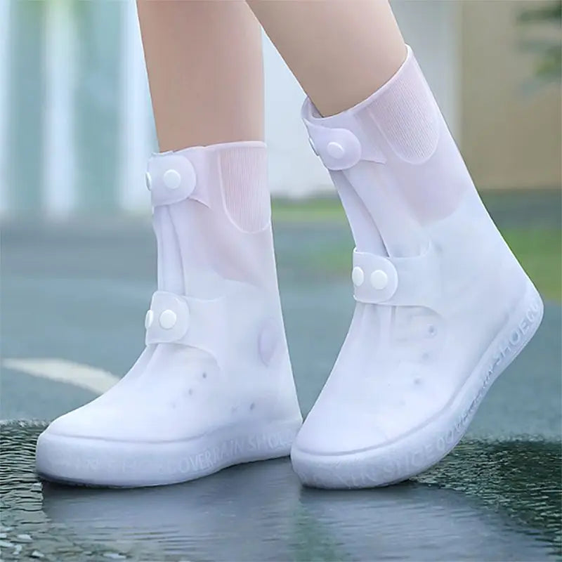 High Top  Shoe Cover Portable Durable Galoshes Water Boot Rain Shoes Protector Reusable Waterproof Rain Shoe Covers With Buttons