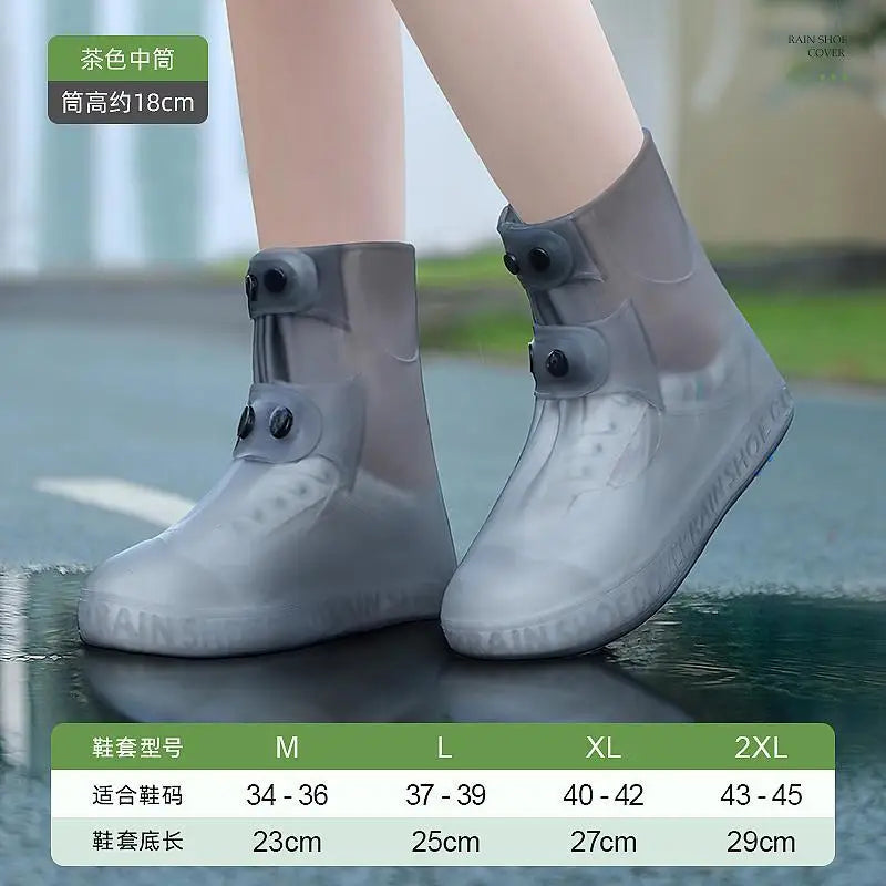 High Top  Shoe Cover Portable Durable Galoshes Water Boot Rain Shoes Protector Reusable Waterproof Rain Shoe Covers With Buttons