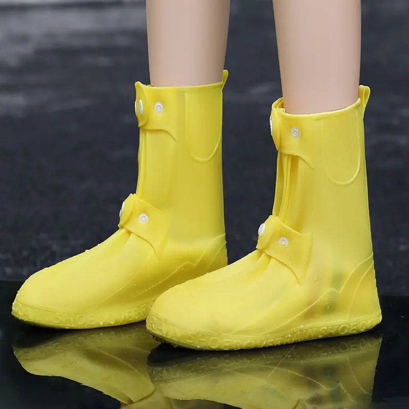 High Top  Shoe Cover Portable Durable Galoshes Water Boot Rain Shoes Protector Reusable Waterproof Rain Shoe Covers With Buttons