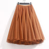 High Waist Solid Midi Pleated Tulle Skirt A-line Mesh Tutu Skirts Womens 2023 Spring Summer