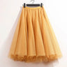 High Waist Solid Midi Pleated Tulle Skirt A-line Mesh Tutu Skirts Womens 2023 Spring Summer