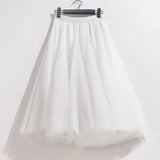 High Waist Solid Midi Pleated Tulle Skirt A-line Mesh Tutu Skirts Womens 2023 Spring Summer