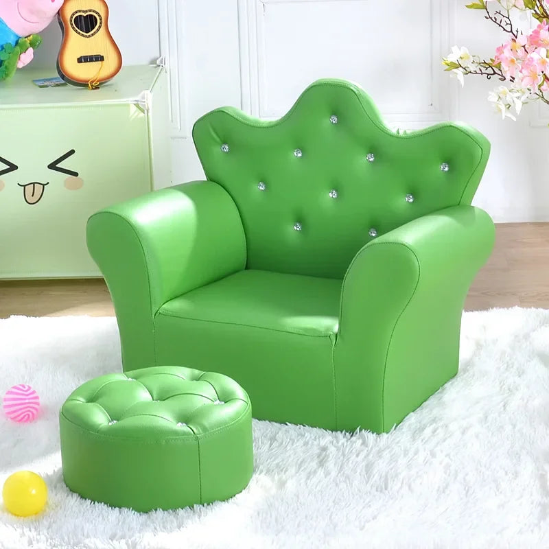 High-quality Children's Furniture Sofas Combination with Fashionable Footstool Child’s Crown-Back Armchair Strawberry Couch