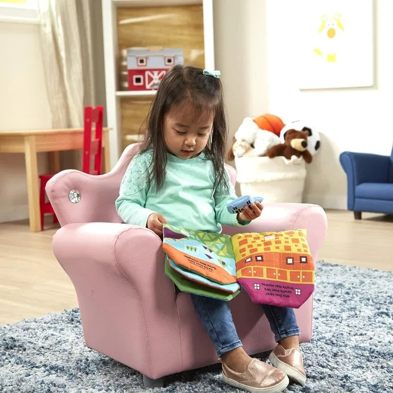 High-quality Children's Furniture Sofas Combination with Fashionable Footstool Child’s Crown-Back Armchair Strawberry Couch