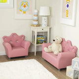 High-quality Children's Furniture Sofas Combination with Fashionable Footstool Child’s Crown-Back Armchair Strawberry Couch