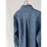 High quality! Women's Classic Old Money Style Vintage Blue Denim Long Sleeve Shirt Top