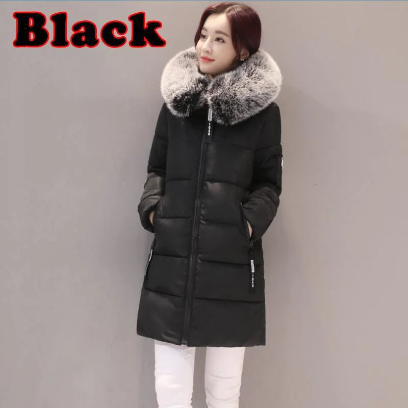 High quality winter mid length down jacket casual women's down jacket outdoor slim down jacket plus size S~3XL