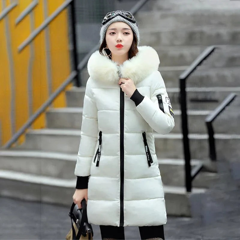 High quality winter mid length down jacket casual women's down jacket outdoor slim down jacket plus size S~3XL