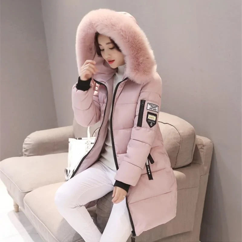 High quality winter mid length down jacket casual women's down jacket outdoor slim down jacket plus size S~3XL