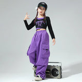 Hip Hop Girls Lovely Crop Top Candy Color Pants Child Street Dance Sweatshirt Streetwear Clothes Sets Kids Jazz Joggers Costumes