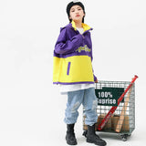 Hip-hop Streetwear Girls Jazz Dance Outfit Purple Yellow Patchwork Jacket Blue Ripped Jeans Kids Ballroom Dance Performance Wear