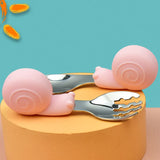 Hippo Snail Whale Silicone Baby Spoon and Fork 316 Stainless Steel Utensil Set Learn To Eat  Tableware Baby Infant Food Feeding