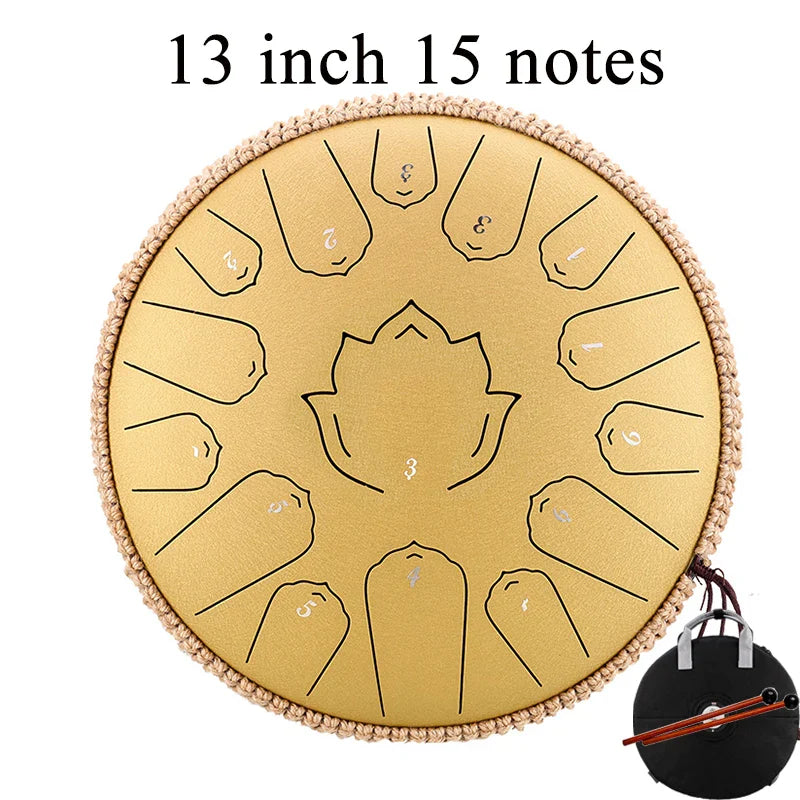 Hluru Glucophone Steel Tongue Drum 13 Inch 15 Notes C Ethereal 12 inch 13 notes Drum Handpan Percussion Musical Instrument