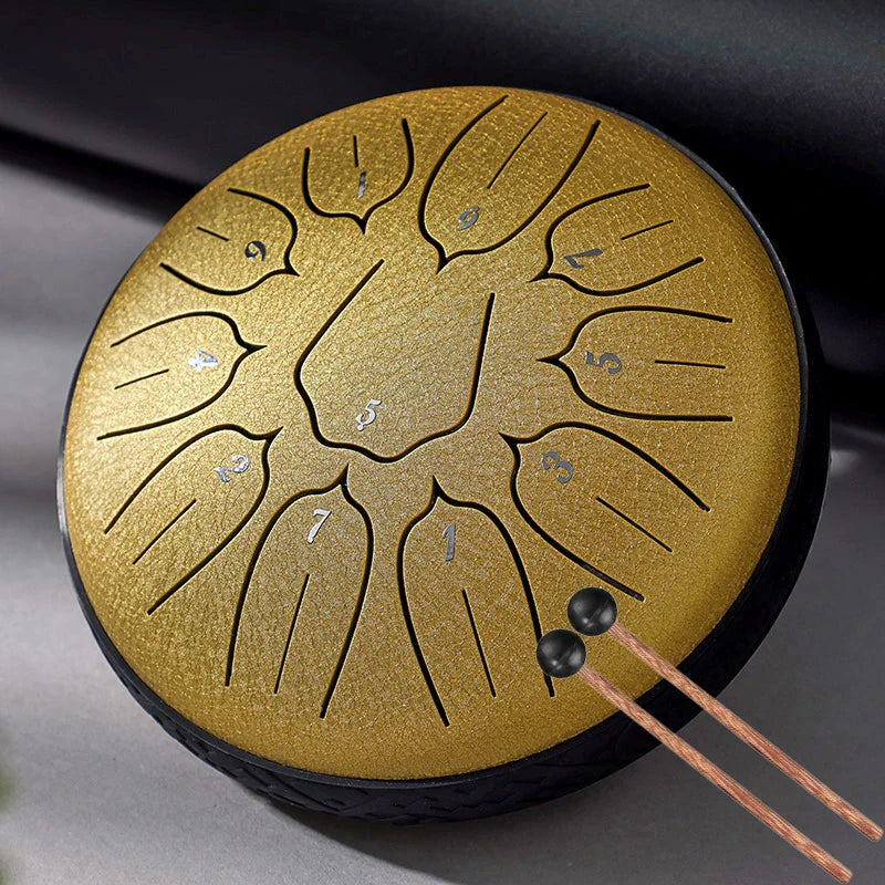 Hluru Glucophone Steel Tongue Drum 6 Inch 11 Notes Drums D5 Ethereal Drum For Beginner Handpan Musical Instruments