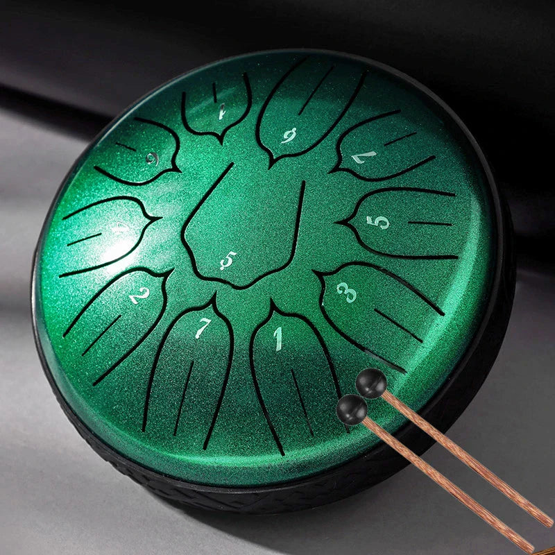 Hluru Glucophone Steel Tongue Drum 6 Inch 11 Notes Drums D5 Ethereal Drum For Beginner Handpan Musical Instruments