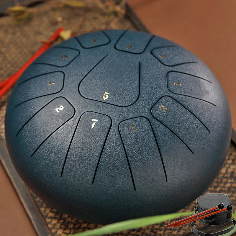 Hluru Glucophone Steel Tongue Drum 8 Inch 11 Notes Key F Ethereal Drum for Beginner Tone Percussion Handpan Tang Drum