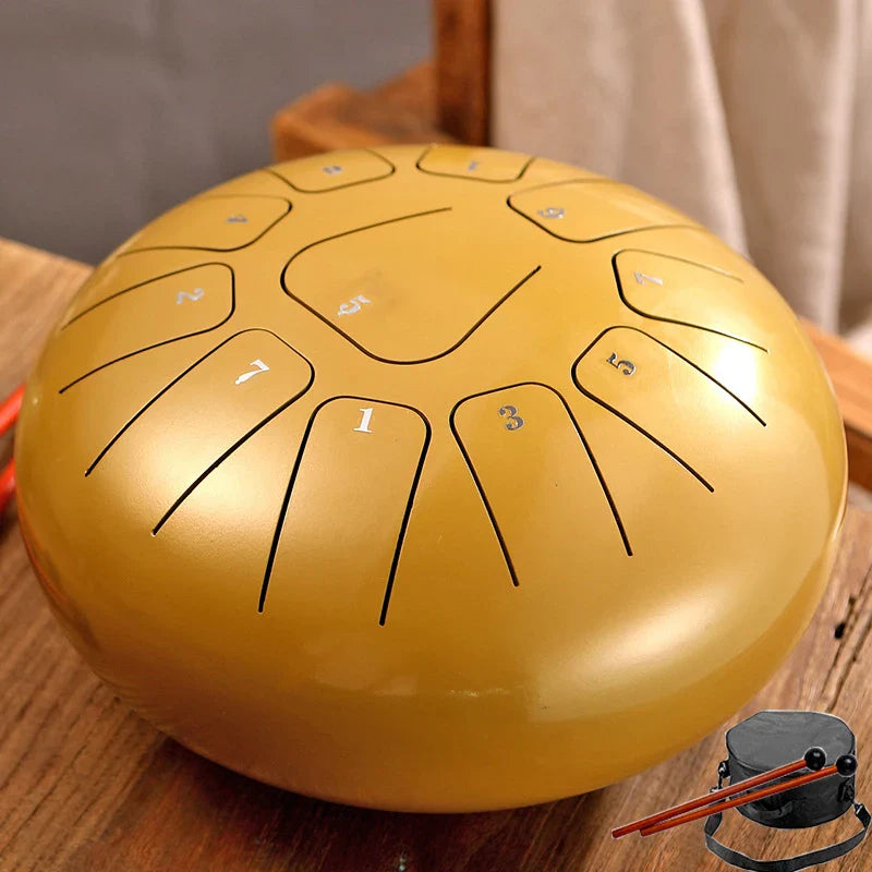 Hluru Glucophone Steel Tongue Drum 8 Inch 11 Notes Key F Ethereal Drum for Beginner Tone Percussion Handpan Tang Drum