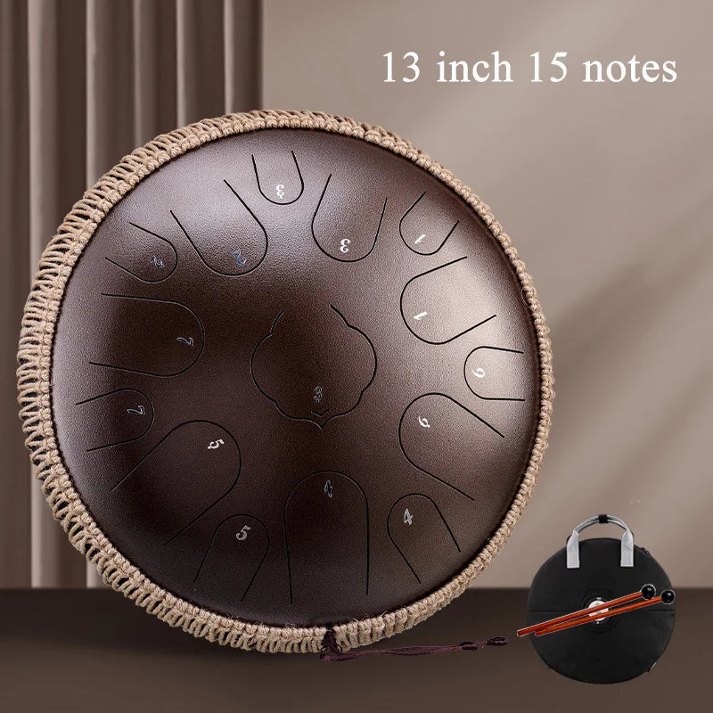 Hluru Glucophone Steel Tongue Drum C 13 inch 15 Notes Ethereal Drum Handpan Percussion Musical Instrument