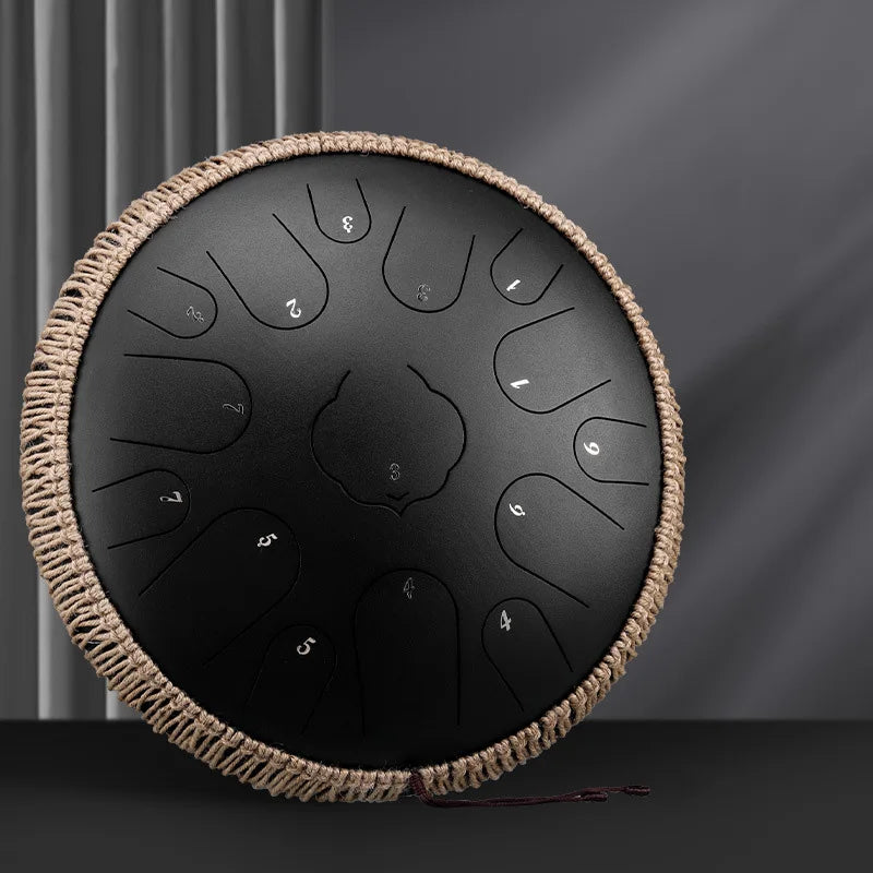 Hluru Glucophone Steel Tongue Drum C 13 inch 15 Notes Ethereal Drum Handpan Percussion Musical Instrument