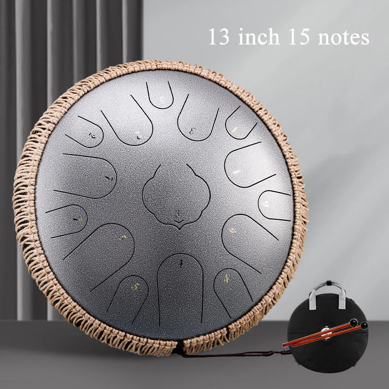 Hluru Glucophone Steel Tongue Drum C 13 inch 15 Notes Ethereal Drum Handpan Percussion Musical Instrument