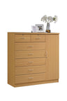 Hodedah 7-Drawer Dresser with Side Cabinet equipped with 3-Shelves, White