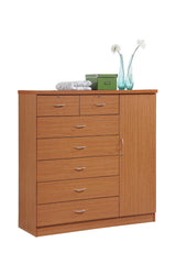 Hodedah 7-Drawer Dresser with Side Cabinet equipped with 3-Shelves, White