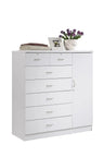 Hodedah 7-Drawer Dresser with Side Cabinet equipped with 3-Shelves, White