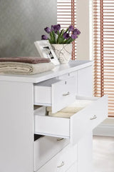 Hodedah 7-Drawer Dresser with Side Cabinet equipped with 3-Shelves, White