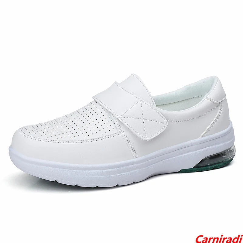 Hollow Out Breathable Hook Loop Nurse Casual Shoes Women Cushioning Sports Casual Sneakers Ladies Non-slip Work Walking Shoes