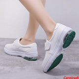 Hollow Out Breathable Hook Loop Nurse Casual Shoes Women Cushioning Sports Casual Sneakers Ladies Non-slip Work Walking Shoes