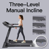 Home Folding 3 Level Incline Treadmill with Pulse Sensors, 3.0 HP Quiet Brushless, 8.7 MPH, 300 LBS Capacity