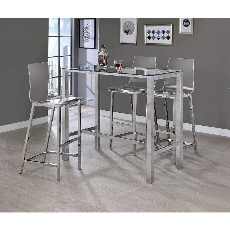 Home Furnishings Tolbert Bar Tables with Glass Top Chrome  mesa bar