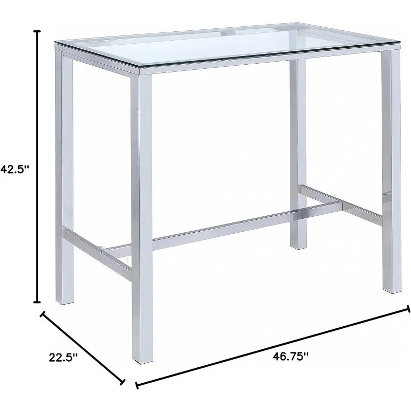 Home Furnishings Tolbert Bar Tables with Glass Top Chrome  mesa bar