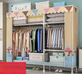 Home Rental Room Bedroom Assembly Hanging Clothes Storage Finishing Steel Frame Bold Simple Oxford Cloth Wardrobe