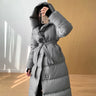 Hooded Long Down Coats Women Thickened Warm Parkas High-end Fashion Lace-up Fluffy Winter Puffer Jacket Female Outerwear