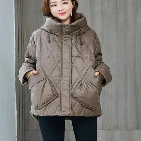 Hooded Warm Short Jacket Cotton Parka Korean Loose windproof Outwear Basic Belly Covering Coat Casual Zip Female Padded Coats