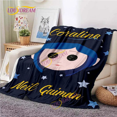 Horror blanket personalized animation Coraline & the Secret Door flannel sofa bed cover children’s room leisure picnic blanket