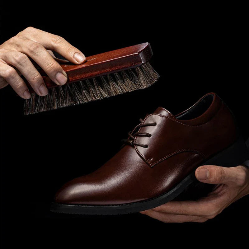 HorseHair Shoe Brush Set Leather Care Cleaning Polishing Tools Cleaner Shoehorn White Shoes Maintenance Kit Soft Wood Washing