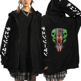 Hot Anime Chainsaw Man Power Plus Size Zip Hoodies Print Hooded Harajuku Women Sweatshirts Long Sleeve Female Zipper Jacket